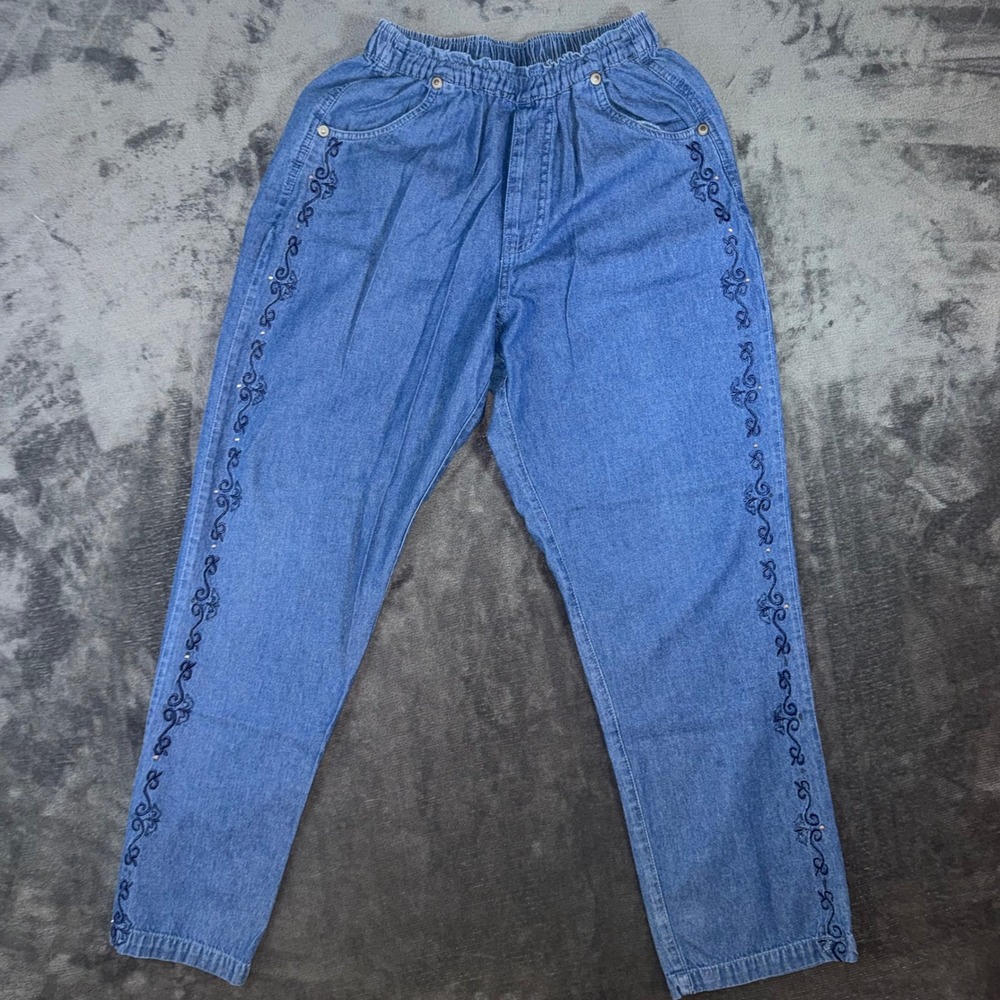 Womens 10 American Sweetheart Jeans Blue Excellent Embroidered Rhinestone Denim